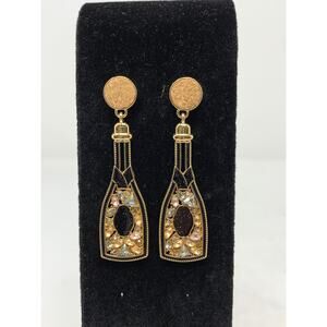Sugarfix By Baublebar Champagne Bottle Earrings Black Gold Dangle Drop
